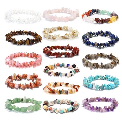 Gelang Batu Pecah Elastis Tiger Eye Batu Alam Bohemian Etnik Bracelet Ethnic Natural Stone Beads