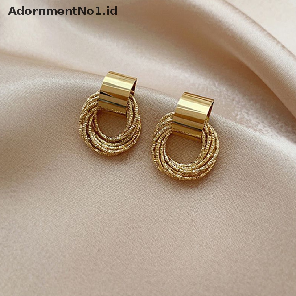 [AdornmentNo1] 1pasang Anting Lingkaran Fashion Untuk Wanita Retro Geometri Logam Drop Earrings Tren Fashion Perhiasan Multi-Tingkat Lingkaran Kecil Pendant Earrings [ID]