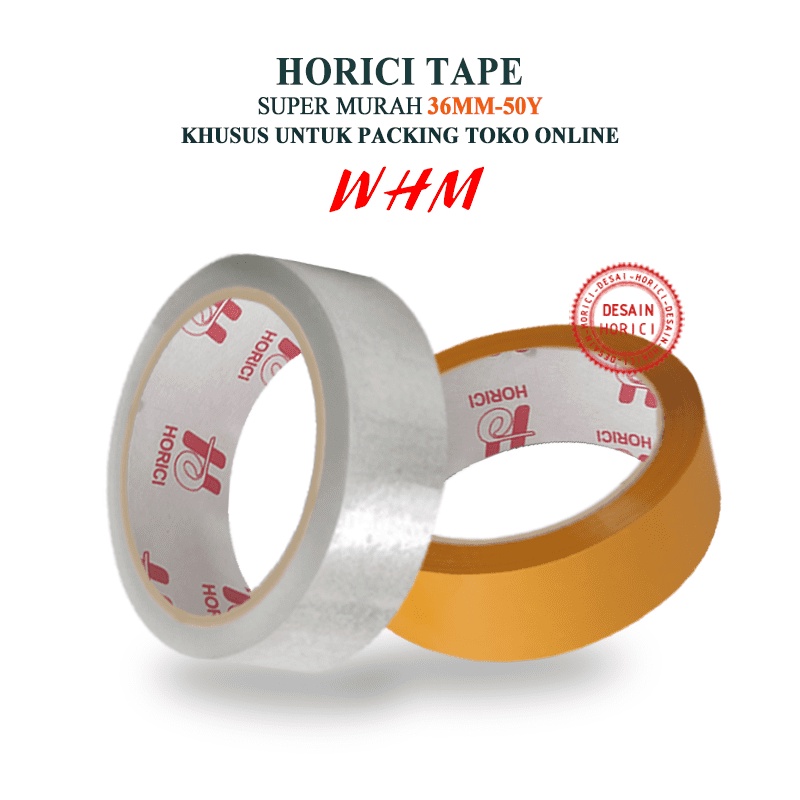 MEREK HORICI MURAH SUPER CLEAR 36mmx50Y LAKBAN BENING DAN COKLAT HORICI TAPE