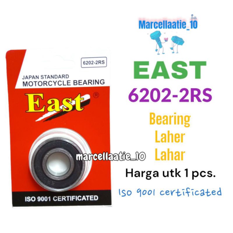 1 PCS LAHER LAHAR BEARING 6202 2RS MERK EAST kemasan press LAHER 6202 PRESS LAHER MOTOR BEAT LAHER M