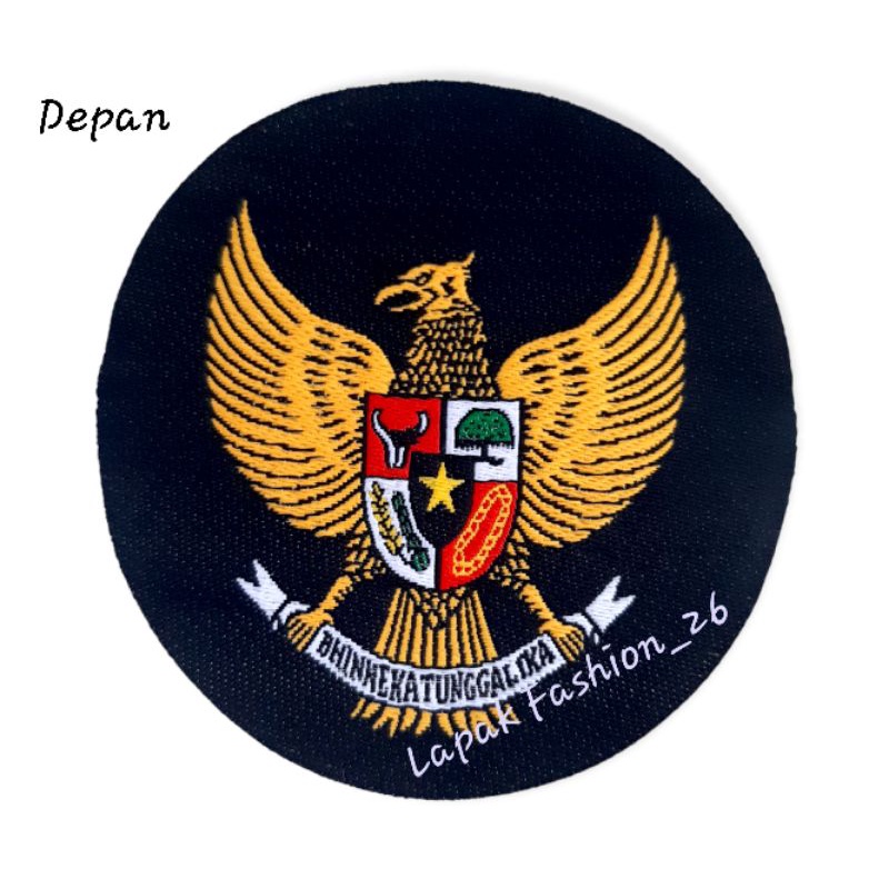 Logo Patch Woven / Emblem Club Bola Garuda Hitam Bulat