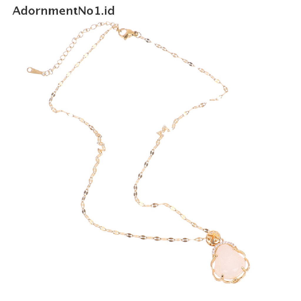 [AdornmentNo1] Kalung Liontin Zirkon Hias Buddha Ukir Retro Jimat Perhiasan Religi [ID]