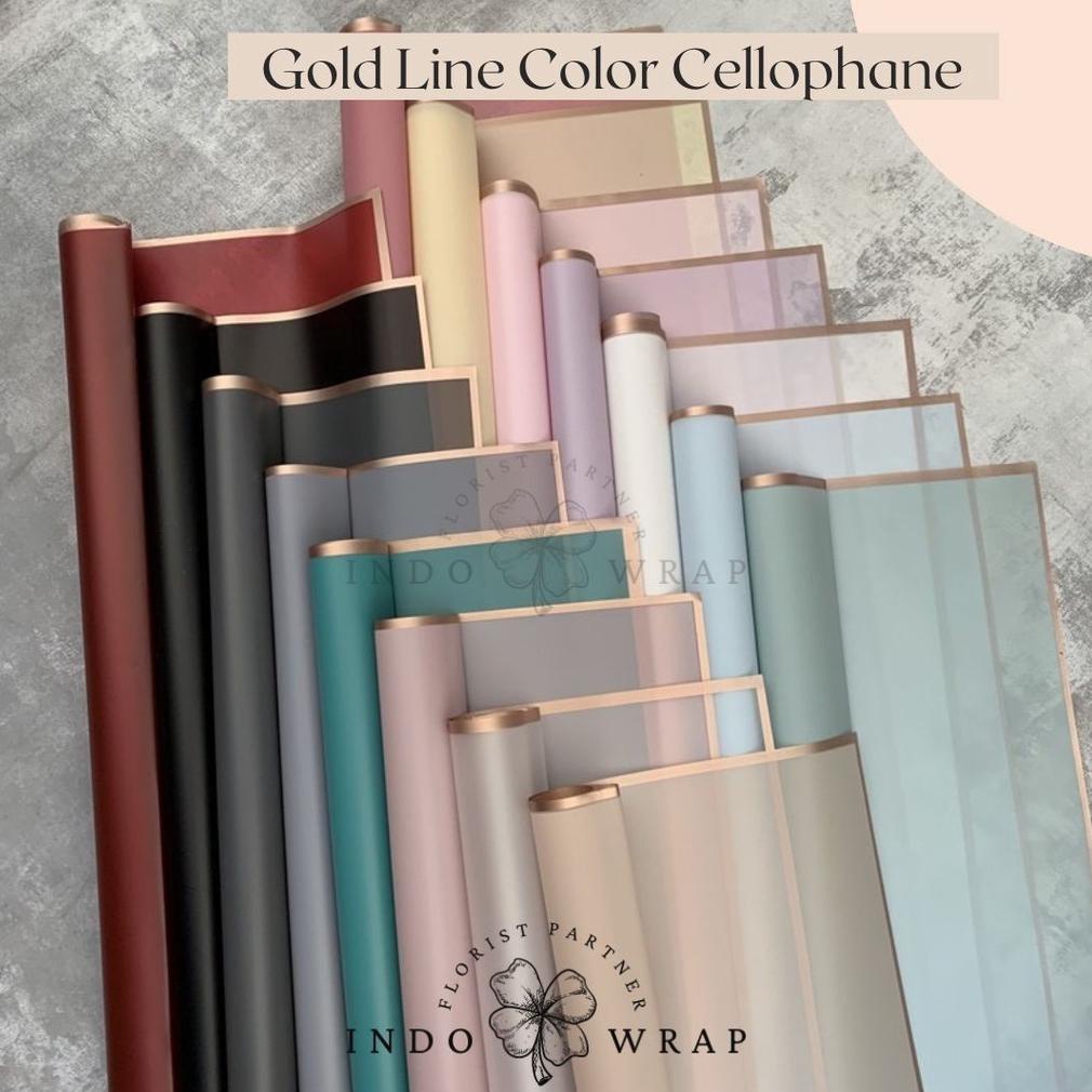 

10.10 sale [20 LEMBAR] KERTAS FLOWER WRAPPING GOLD LINE COLOR TRANSPARENT CELLOPHANE KERTAS BUKET BUNGA HAND BOUQUET