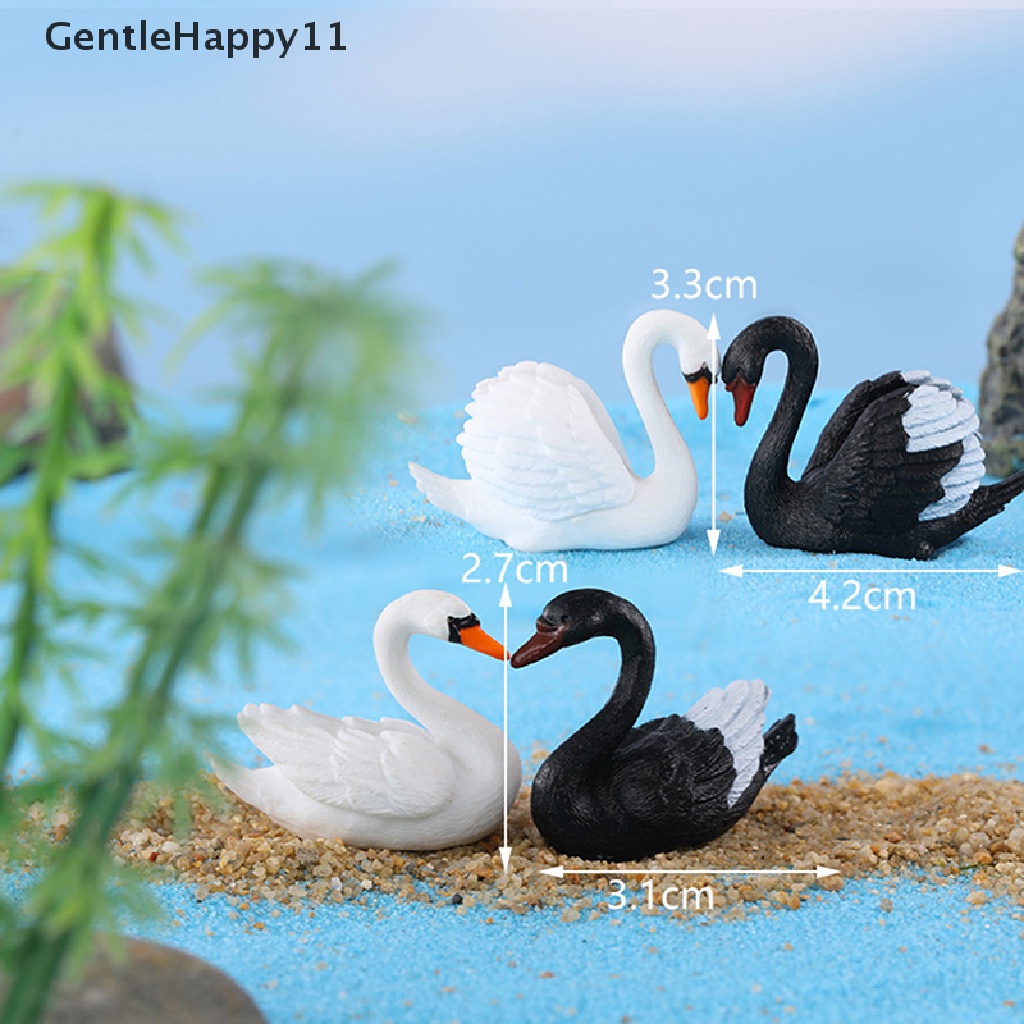 Gentlehappy 2PCS/Set Patung Hewan Angsa Mini Rumah Peri Hiasan Taman Dekorasi Mobil id