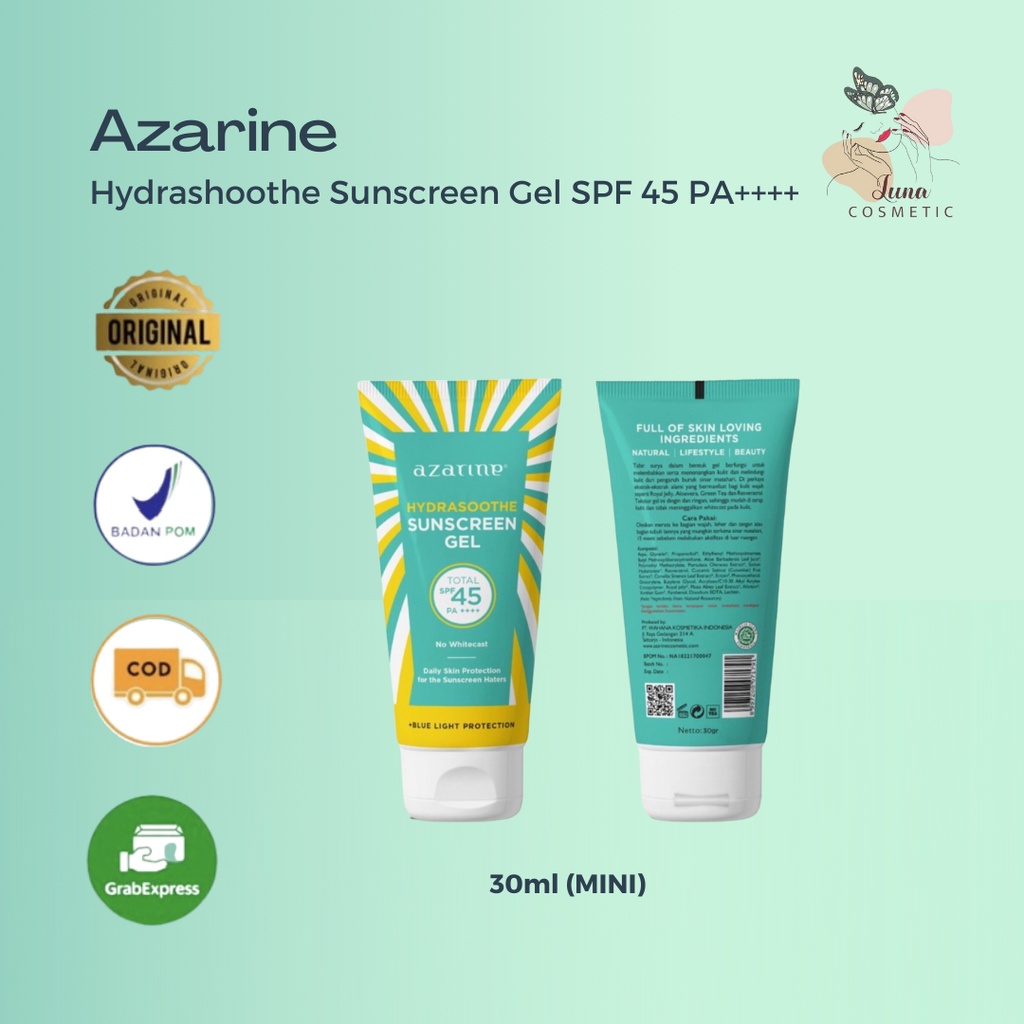 Azarine Hydrasoothe Sunscreen Gel SPF45 PA++++ Mini Size 30ml