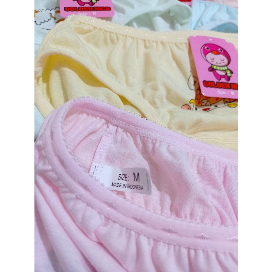 3 PCS GOLDEN NICK Celana Dalam Anak Katun Halus Polos dan Motif