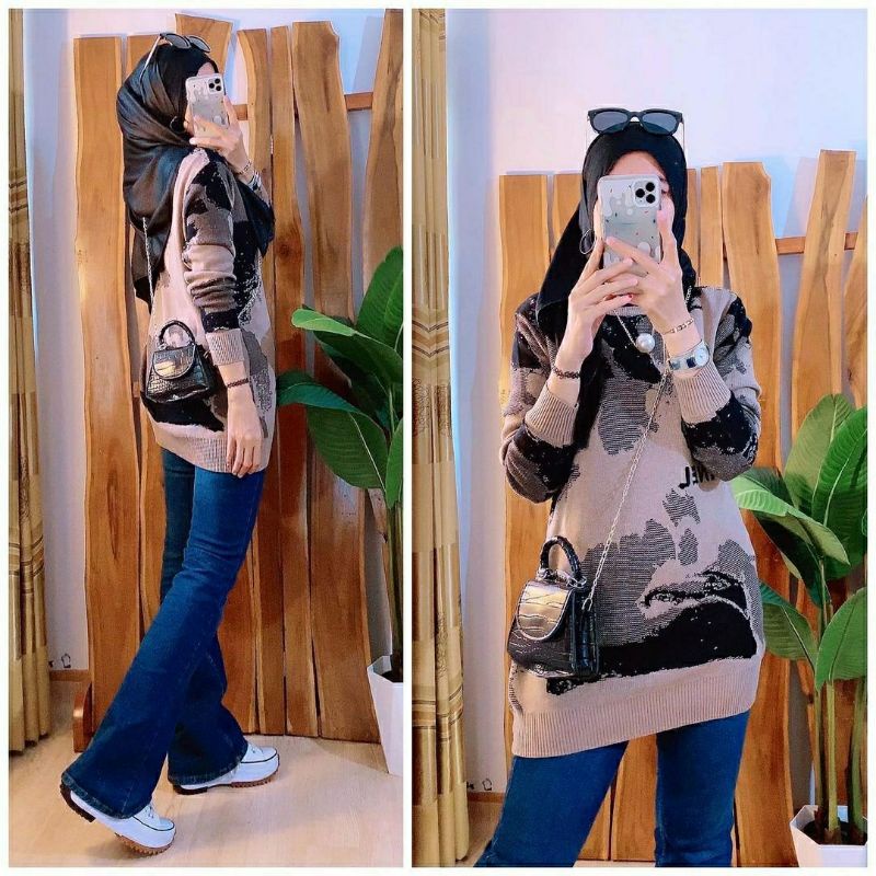 Chanel Map Rajut, TUNIK RAJUT WANITA CANTIK FIT XXL LD 100-120 BAHAN RAJUT PREMIUM TERMURAH OOTD MODIS KEKINIAN