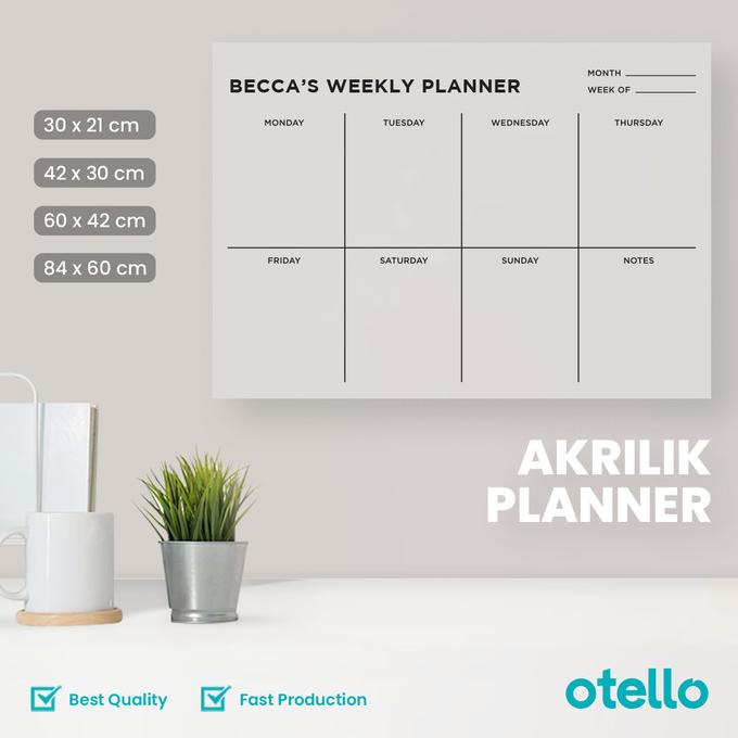 

Wall Planner Acrylic Weekly Kalendar Akrilik Jadwal Minggu Minimalist