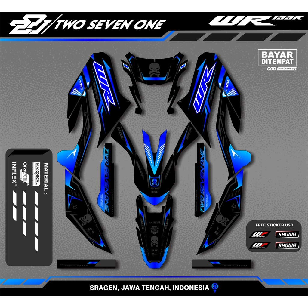 NEW DESAIN DECAL YAMAHA WR 155 FULL BODY PREMIUM SUPERGLOSSY CODE 42 WARNA DASAR HITAM