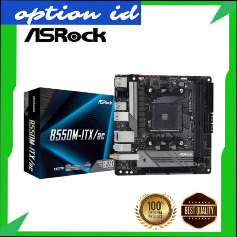 Motherboard ASRock B550M-ITX/ac | AMD B550 Ryzen AM4 DDR4 Mini ITX