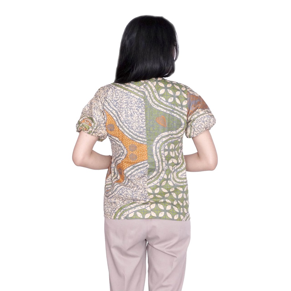 Blouse Batik Atasan Batik Model Serut Depan Lengan Pendek dan 7/8 Batik Dua Putri Collection