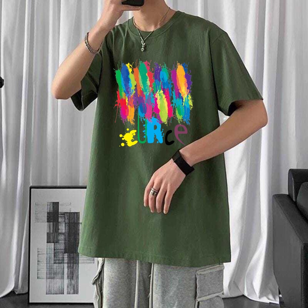 Baju Kaos Oversize  M-L-XL Atasan Motif Curce Lengan Pendek Pria