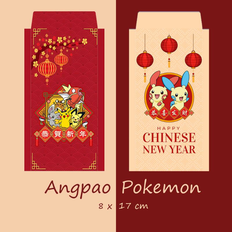 

Custom Amplop Angpau / Angpao Pokemon Imlek Chinese New Year High Quality Snorlax Gengar Bulbasaur