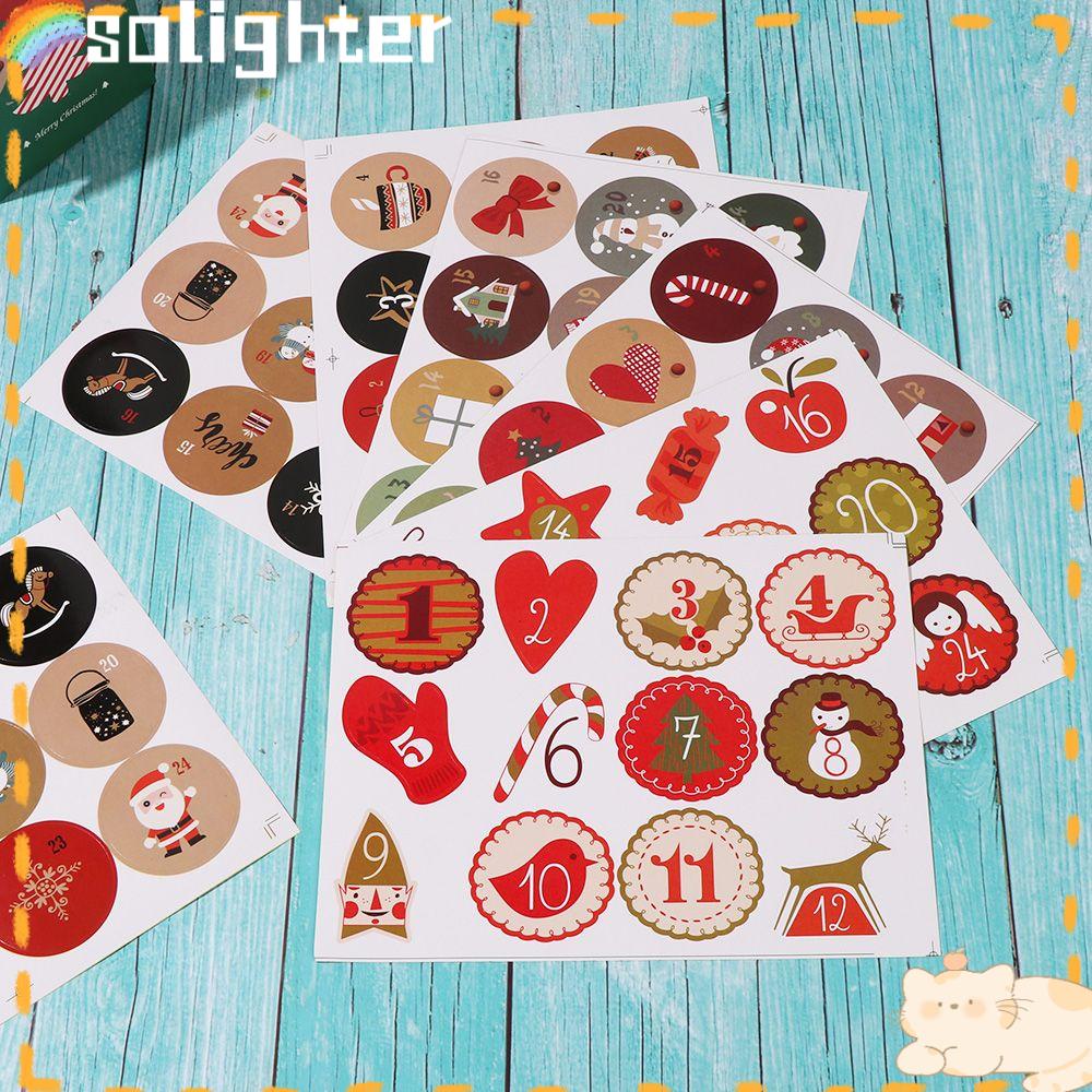 Solighter Christmas Paper Sticker Cookie Ornaments Candy Sealing Number Stiker