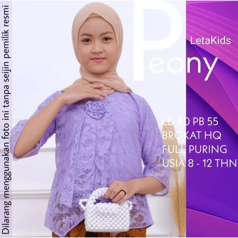 Atasan Anak Perempuan Brokat Peony Usia 8 Sampai 12 Tahun
