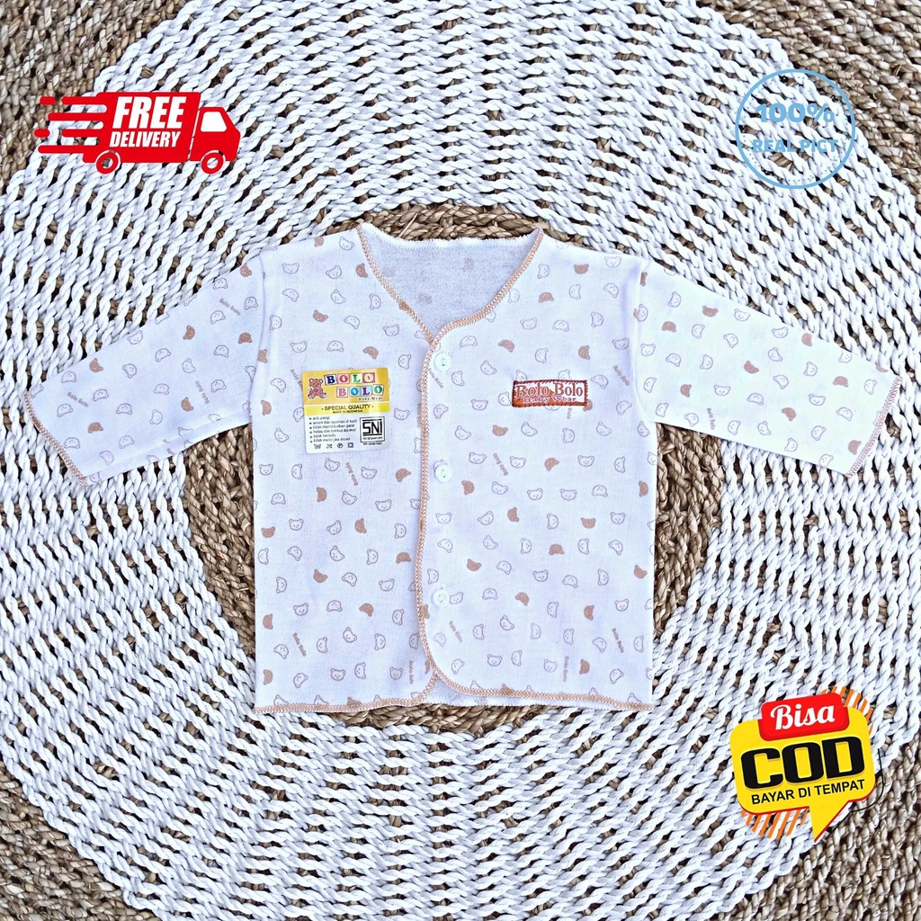 SALE 7.7 Serian Coklat Susu - 3 pcs Baju Bayi Tangan Panjang Baru Lahir 0 sd 3 Bulan Coklat Susu merk SNI Bolo - Bolo