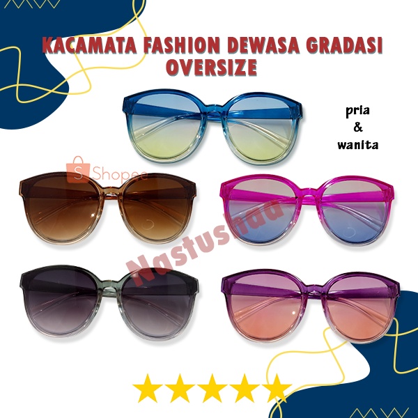 Kacamata Hitam Fashion Pria Wanita Lensa Gradasi UV400 Kacamata Warna Jelly Candy Fashion Sunglasses Women Retro Oversize