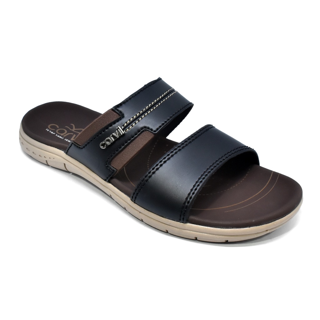 Carvil Johnson 02 M Sandal Slide Casual Pria Black _A113