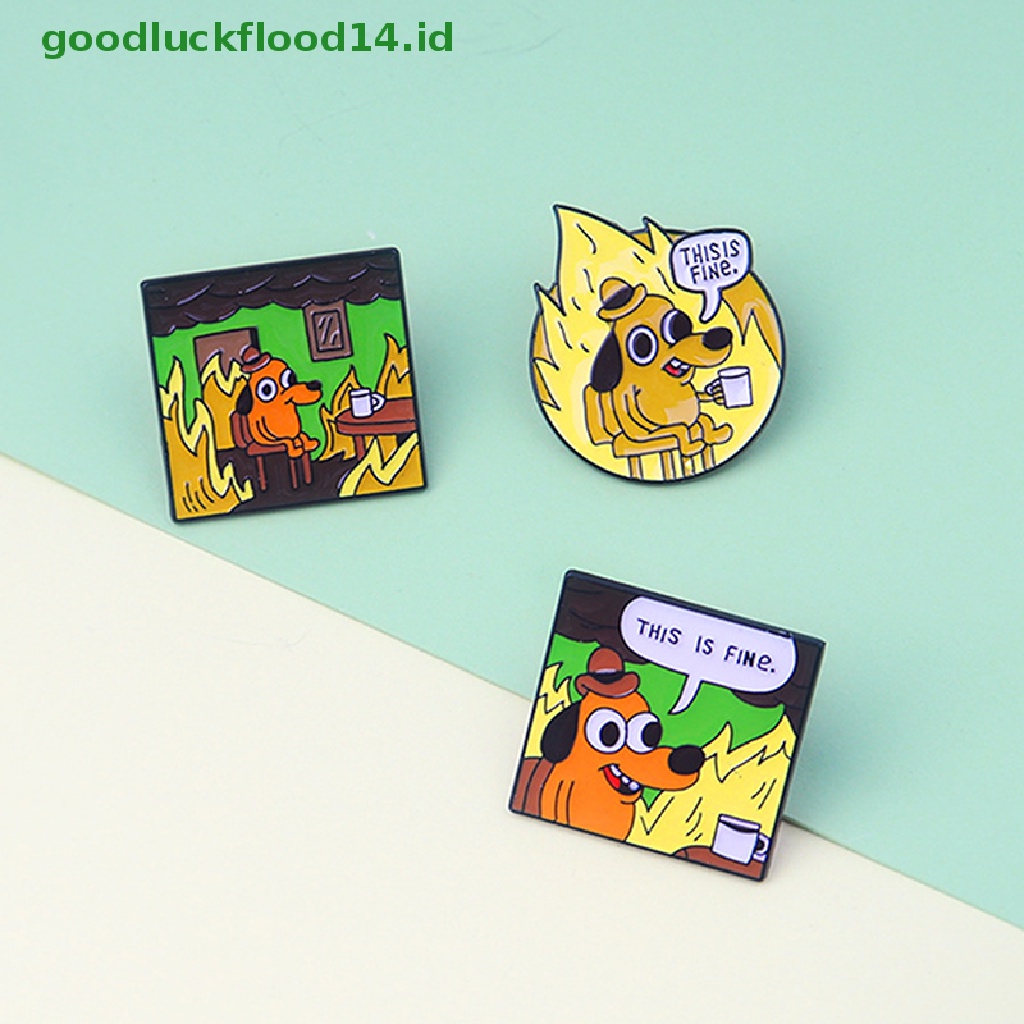 [GOOGFOUR] Ini Api Halus Enamel Pin Kartun Anjing Bros Kerah Pin Lucu Hewan Lencana [TOP]