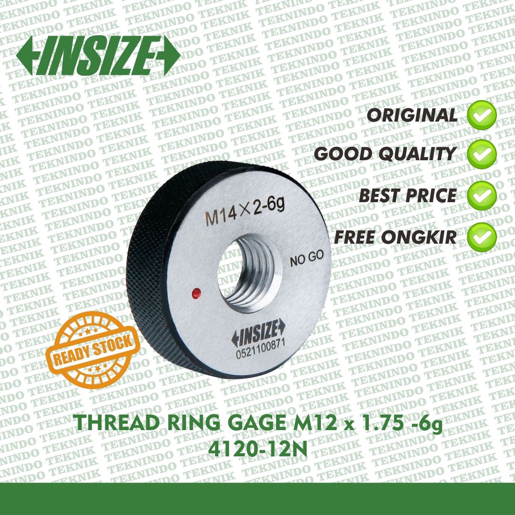 Jual Insize Thread Ring Gage 4120-12N M12 x 1.75 - 6g NO GO ISO 1502 ...
