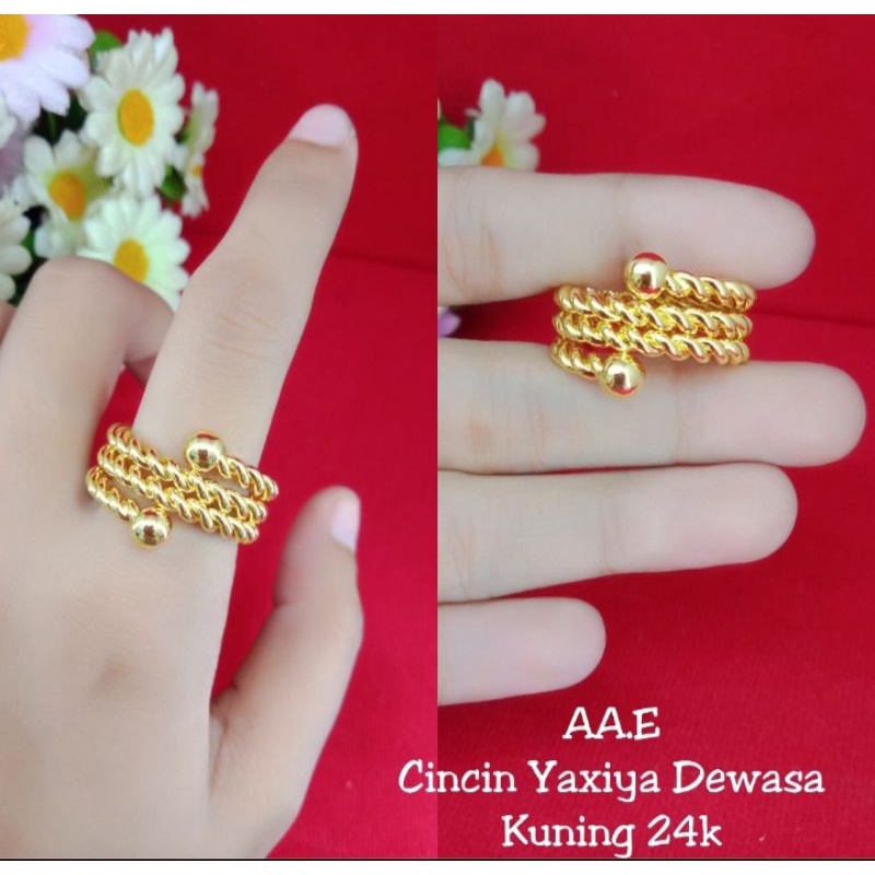 cincin bunga lilit lapis emas 24k