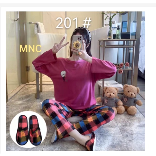 SUETERKU PAJAMAS BTS IMPORT / PIYAMA BTS + SANDAL / BAJU TIDUR BTS / PIYAMA WANITA PP IMPORT