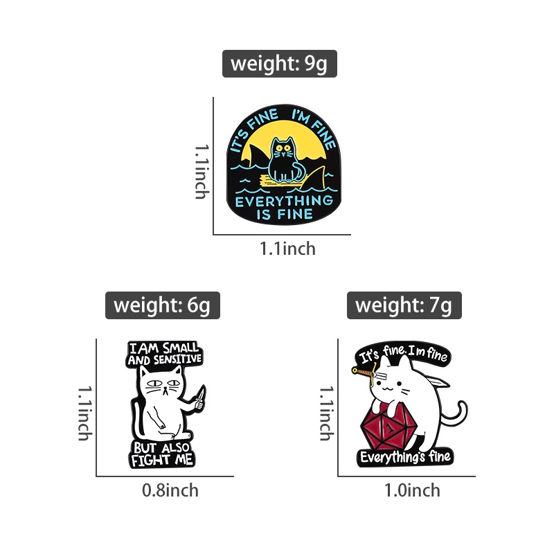 It's Fine I' M Fine Enamel Pin Kucing Lucu Bros Kerah Pin Lencana Kartun Hewan Perhiasan Hadiah Untuk Anak-Anak Teman