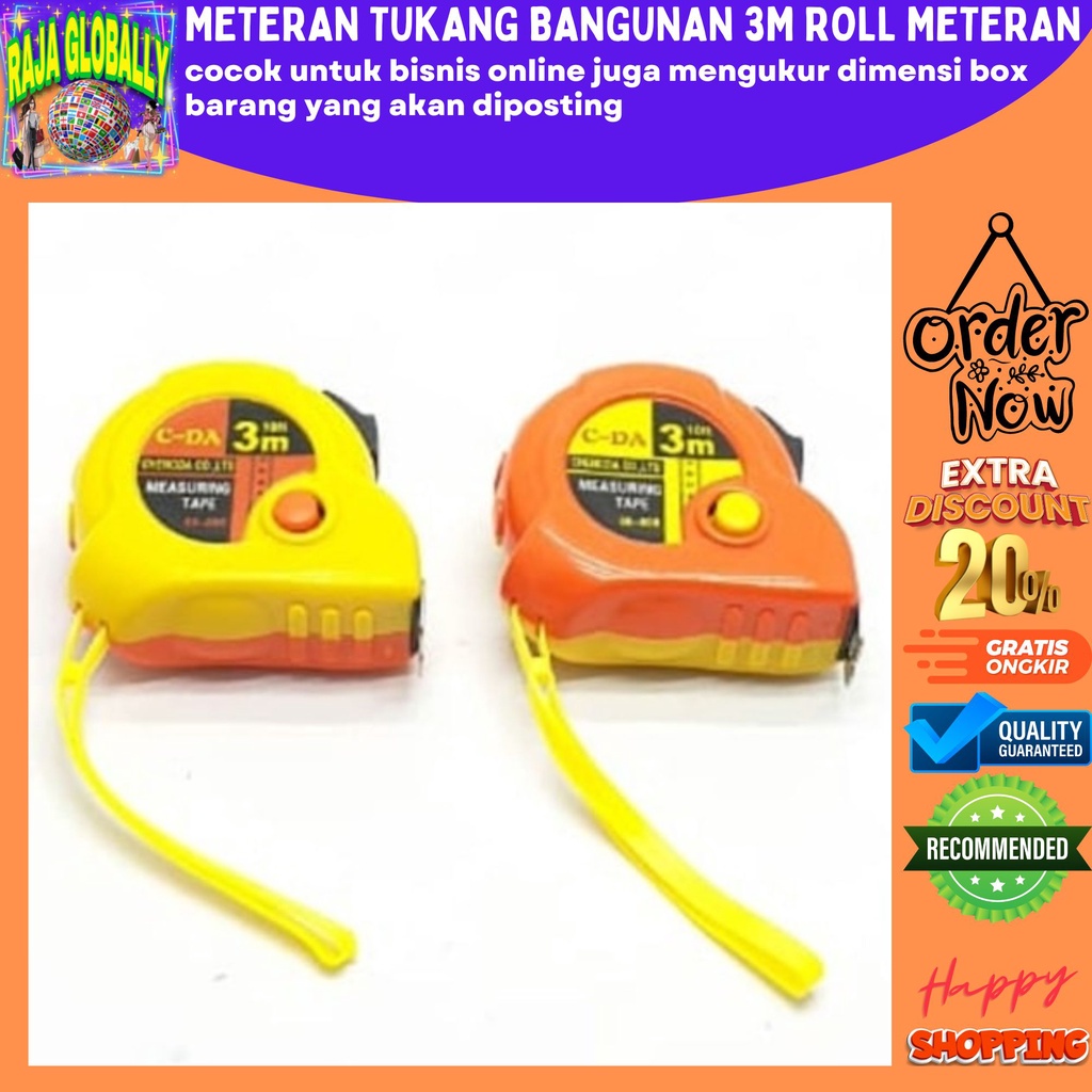 METERAN TUKANG BANGUNAN 3m ROLL METERAN 3 METER ALAT UKUR TUKANG METERAN TUKANG ALAT TUKANG BANGUNAN