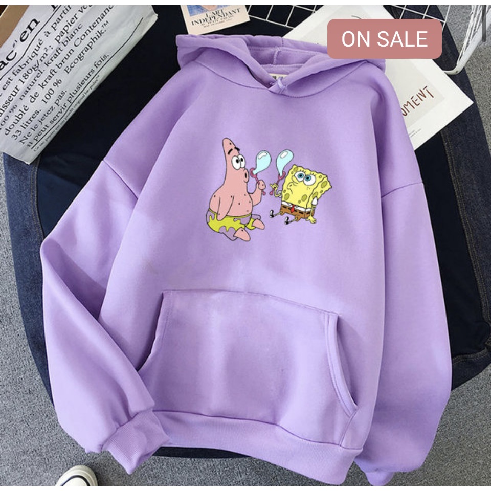 Spongbob Jumper Hoodie Anak II Jaket Hoodie Anak Viral II Sweater Hoodie Kids Size M - XL ( Laki Laki &amp; Peremepuan )