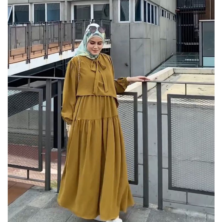 HANA DRESS GAMIS BUSUI TERBARU 2 in 1 OUTER INNER CRINGKLE