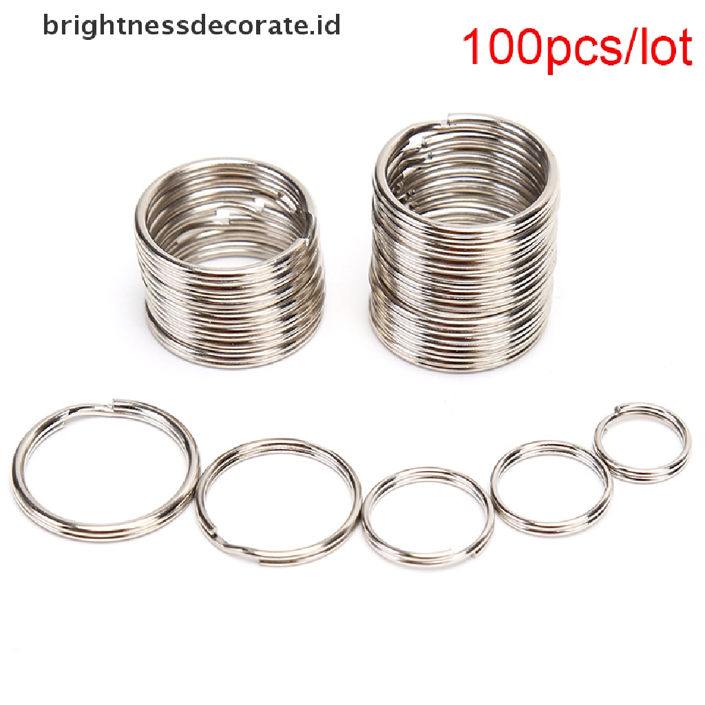 [Birth] 100pcs/lot Gantungan Kunci DIY Metal Key Holder Split Rings Hoop Metal Loop Keychain [ID]