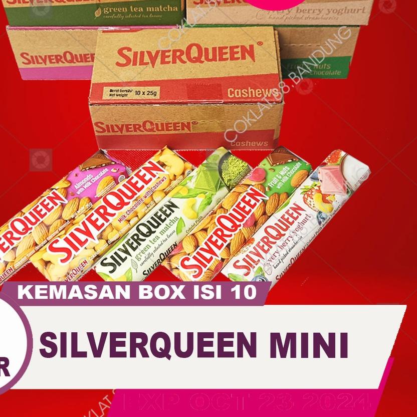 

Diskon | KJ5|SIlverQueen Kecil 25gr 1 Box Isi 10 Batang Coklat EX 28 gram - Cokelat SIlver Queen 25 gram Chunky Bar 30gr X 10pcs Milk Chocolate Cashew Almond Fruit Green Tea Matcha Yogurt 25 gr