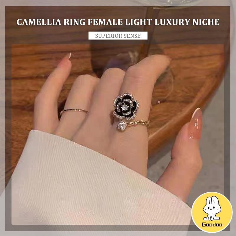 Cincin Camellia Berlian Aksesori Cincin Mewah Wanita -Doo