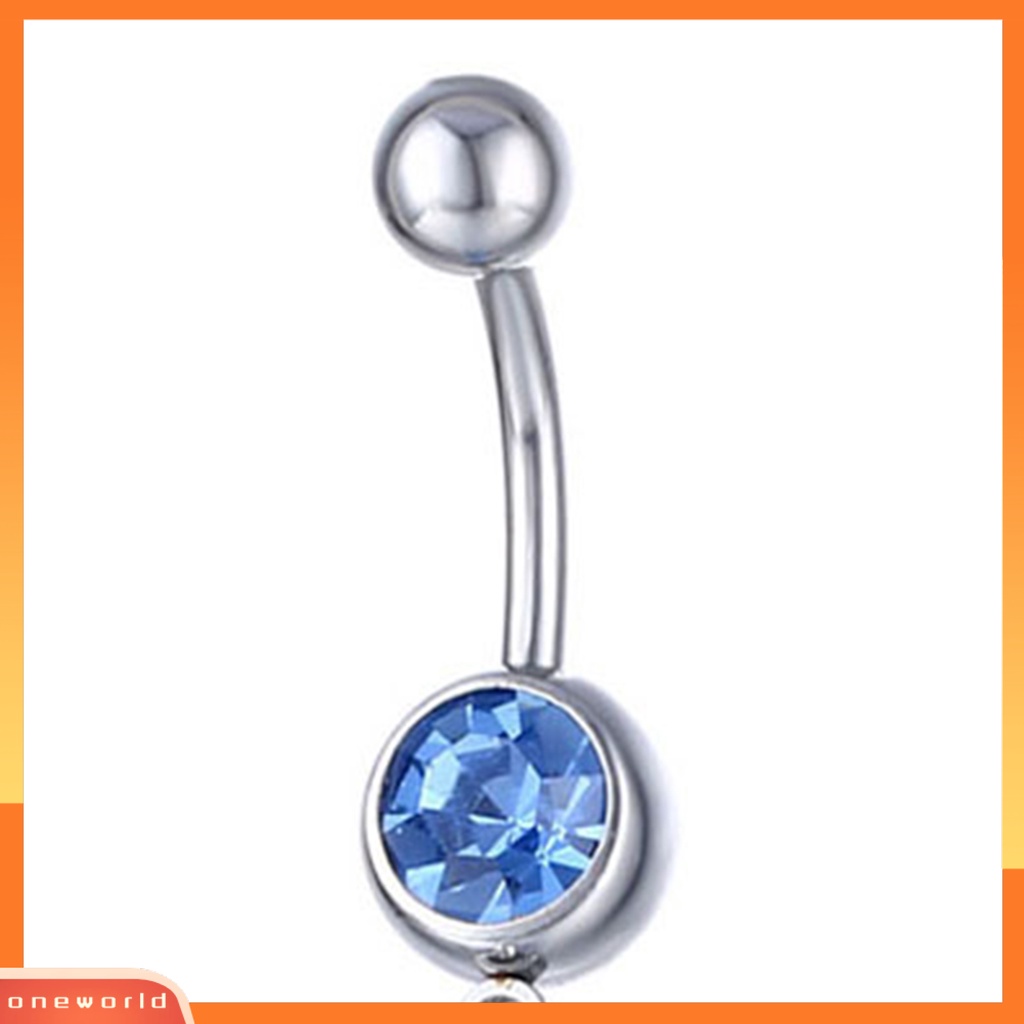 [oneworld] 1pc Pusar Kuku Sexy Piercing Berlian Imitasi Mengkilap Tidak Alergi Hias Hadiah Lumba Liontin Perut Kancing Cincin Perhiasan Tubuh Untuk Pakaian Sehari-Hari