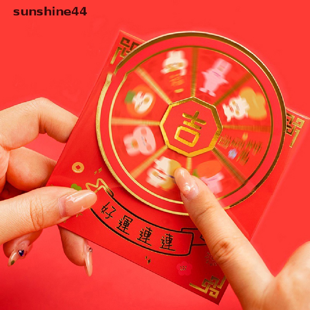 Sunshine 3pcs Amplop Merah Yang Dapat Diputar Kreatif Kartun Saku Merah2023Tahun Baru Hongbao.