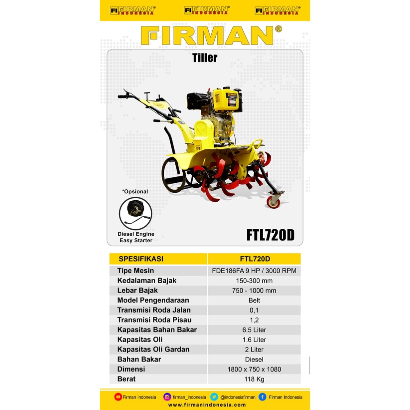 Diesel Engine Easy Starter Cultivator FIRMAN FTL720 / SPAREPART Dinamo Stater FTL 720 FIRMAN Mesin Bajak Sawah FIRMAN SPARE PART