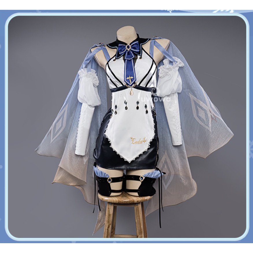 UWOWO Maid Eula Costume Exclusive Game Genshin Impact Cosplay Eula Maid Dress Costume Halloween Carnival Outfi