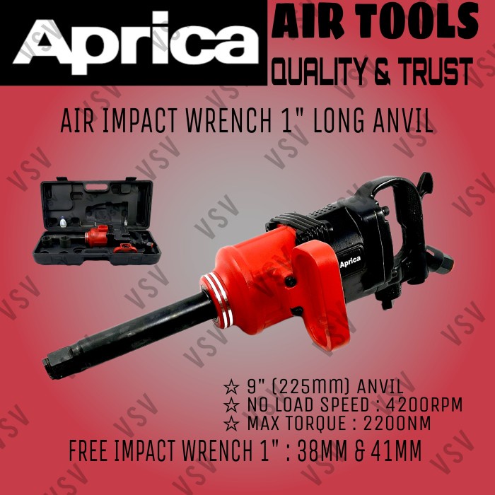 Pneumatic Aprica Air Impact Wrench 1" Long Anvil Impact Wrench 1Inch