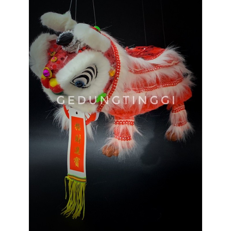 mainan imlek barongsai mini pake tali P 32cm x L 13cm x T 15cm slide untuk lihat video demonya