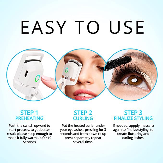 Curling Charging Double-Temperature Eyelash Curler Pengeriting Bulu Mata Elektrik Tahan Lama Stereotip Pengeriting Bulu Mata Pemanasan Cepat Pengeriting Bulu Mata