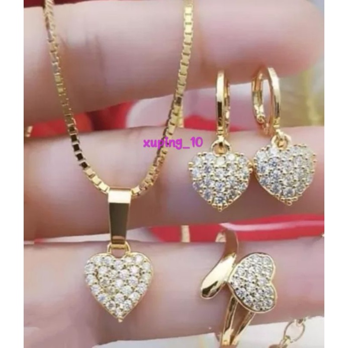 New fashion Set Perhiasan Motif Love Titanium Gold