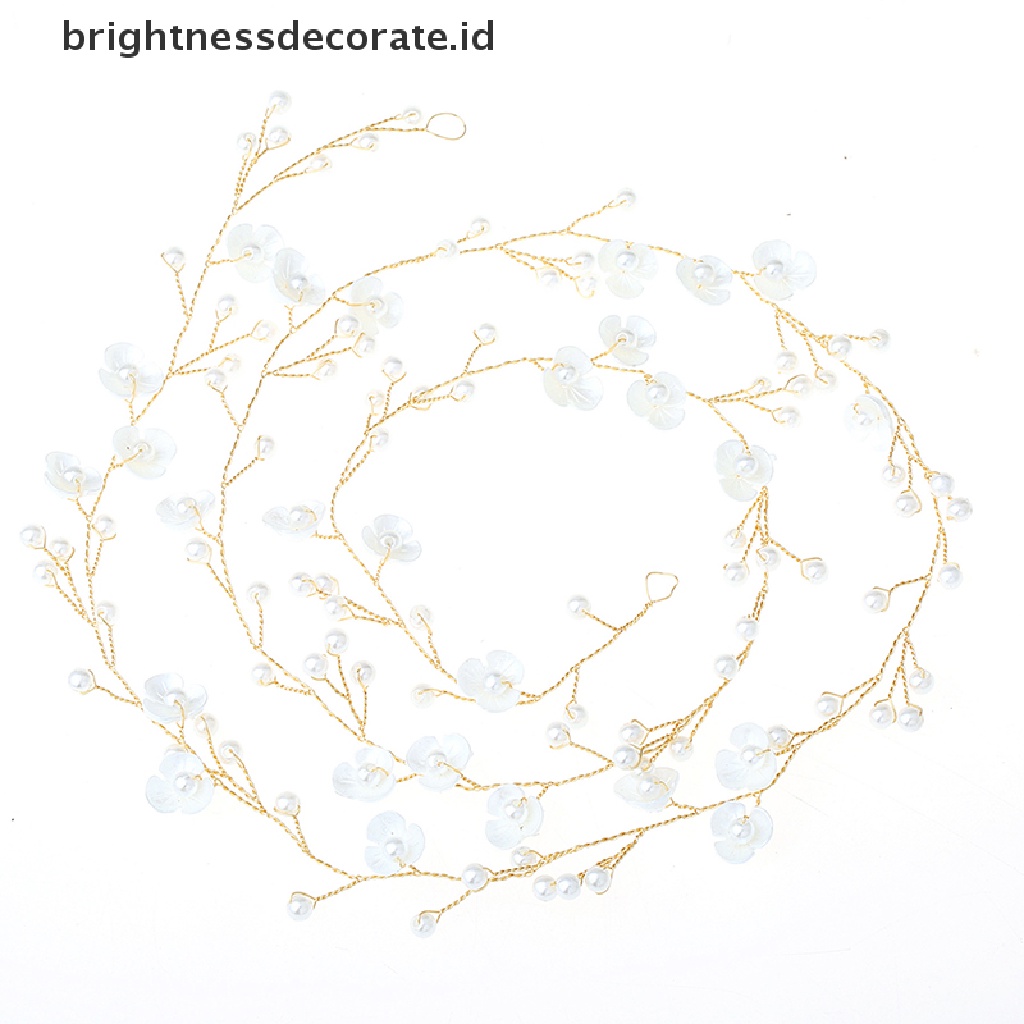 [Birth] Bando Kristal Aksesoris Rambut Pernikahan Handmade Bunga Mutiara Untuk Pengantin Perempuan [ID]
