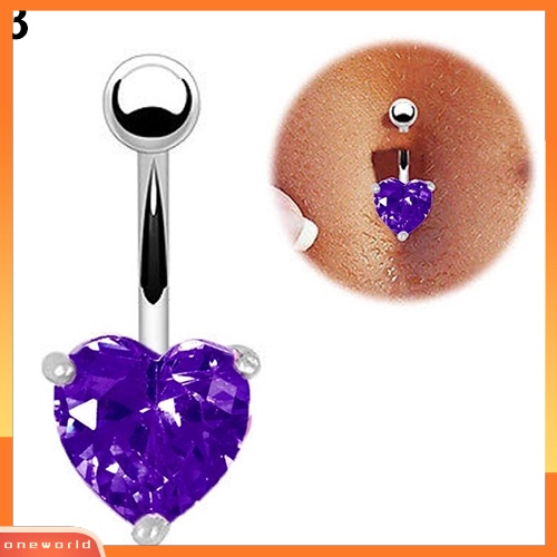 [oneworld] Wanita Pusar Cincin Perut Berlian Imitasi Tombol Bar Jantung Bintang Tubuh Tindik Perhiasan