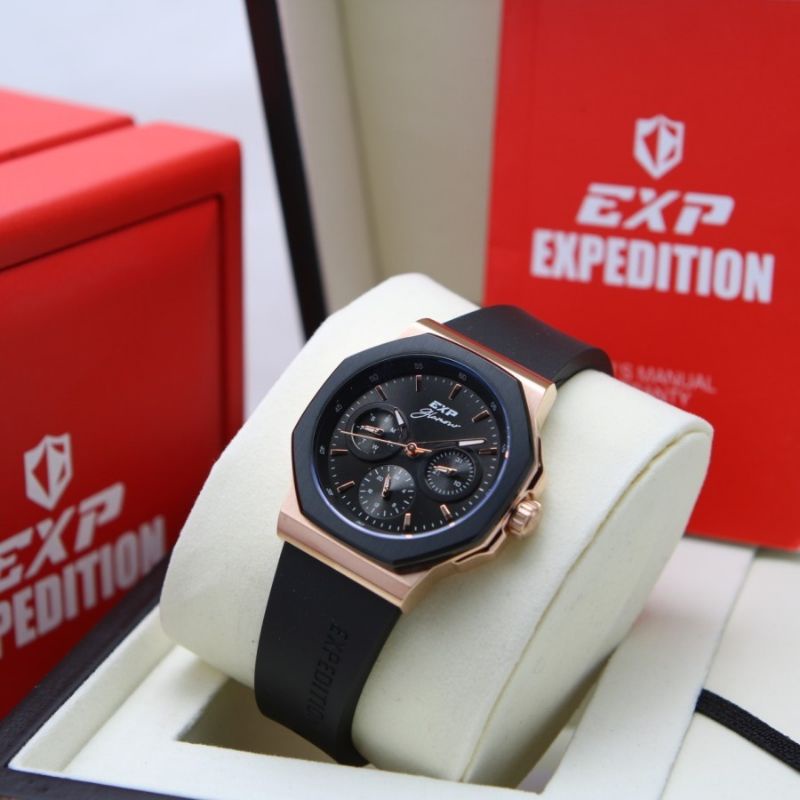 Expedition chrono aktiv tali rubber variasi warna wanita E 6816 BF original 100% garansi resmi 1 tah