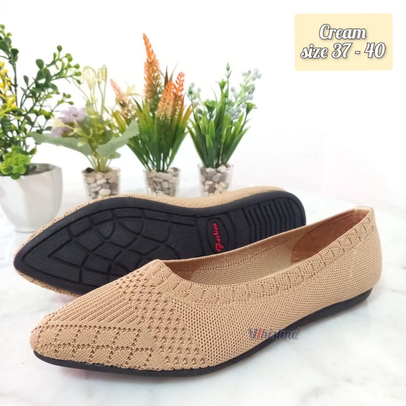 KEZY FLAT SHOES SEPATU FLAT RAJUT IMPORT