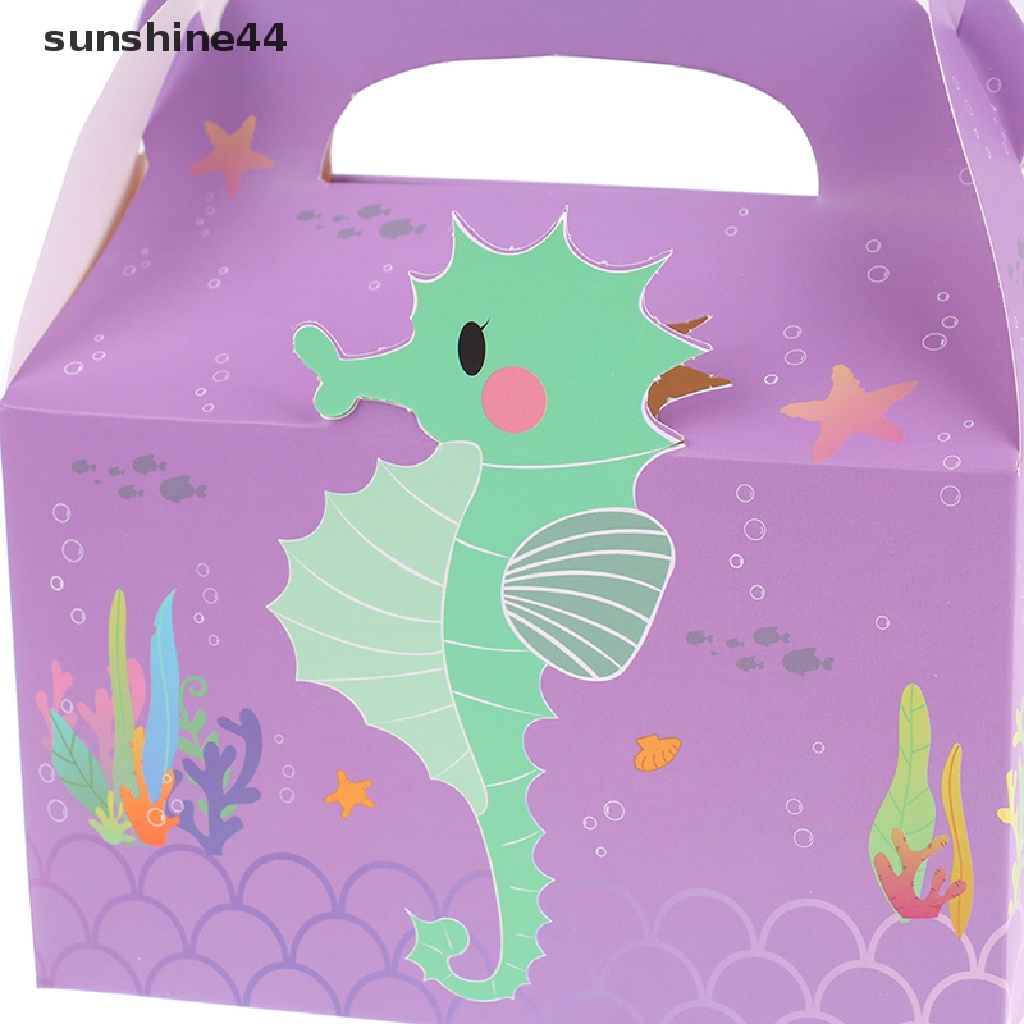 Sunshine 6Pcs Mermaid Candy Box Underwater World Favor Gift Box Kotak Kemasan Kue.