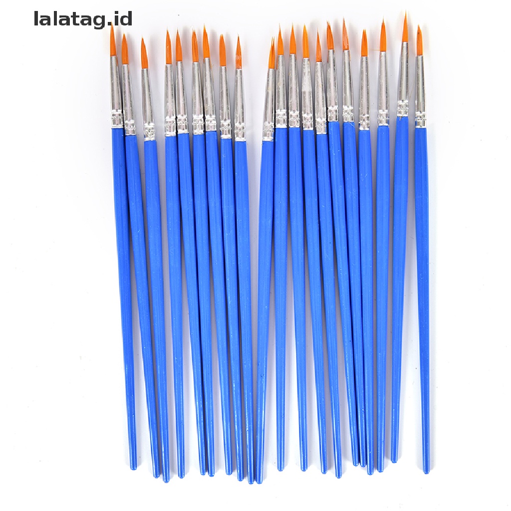 [lalatag] 10pcs Nylon Rambut Artis Kuas Cat Air Acrylic Bulat Halus Tangan Titik Tip 10x Ujung Runcing Bulat Nilon Rambut Artis Kuas Cat Water Color Pager Pens 10pcs Bulat