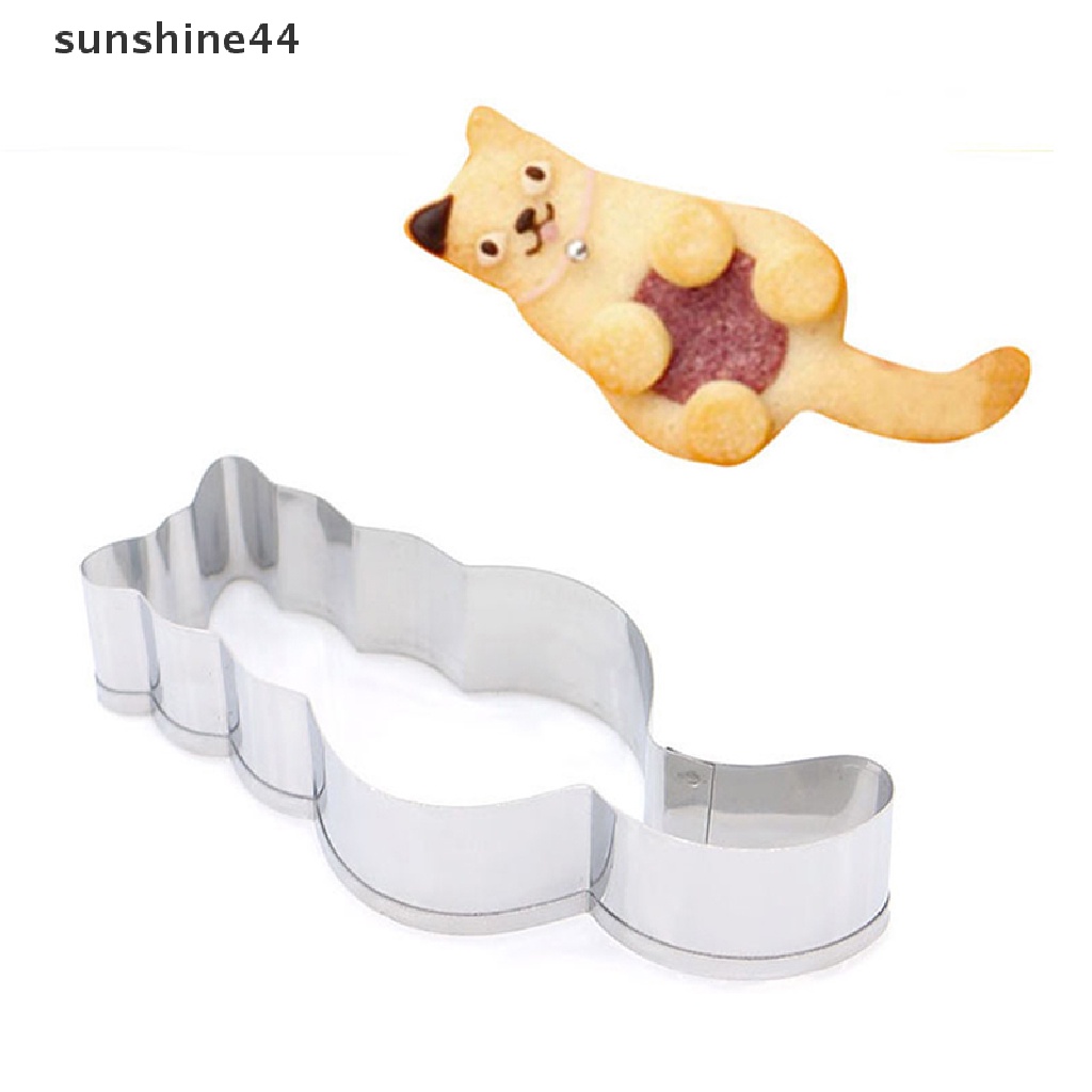 Sunshine 1/5pcs Cetakan Cookie Cutter Hewan Kucing DIY Biskuit Cetakan Cookie Stamp Baking Tools.