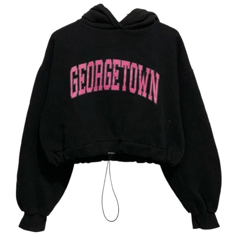 (GEORGETOWN) SWEATER HOODIE CROP SERUT