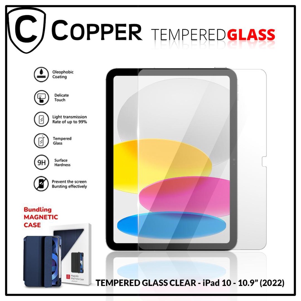 Ipad 10 / 10.9&quot; (2022) - COPPER TEMPERED GLASS FULL CLEAR